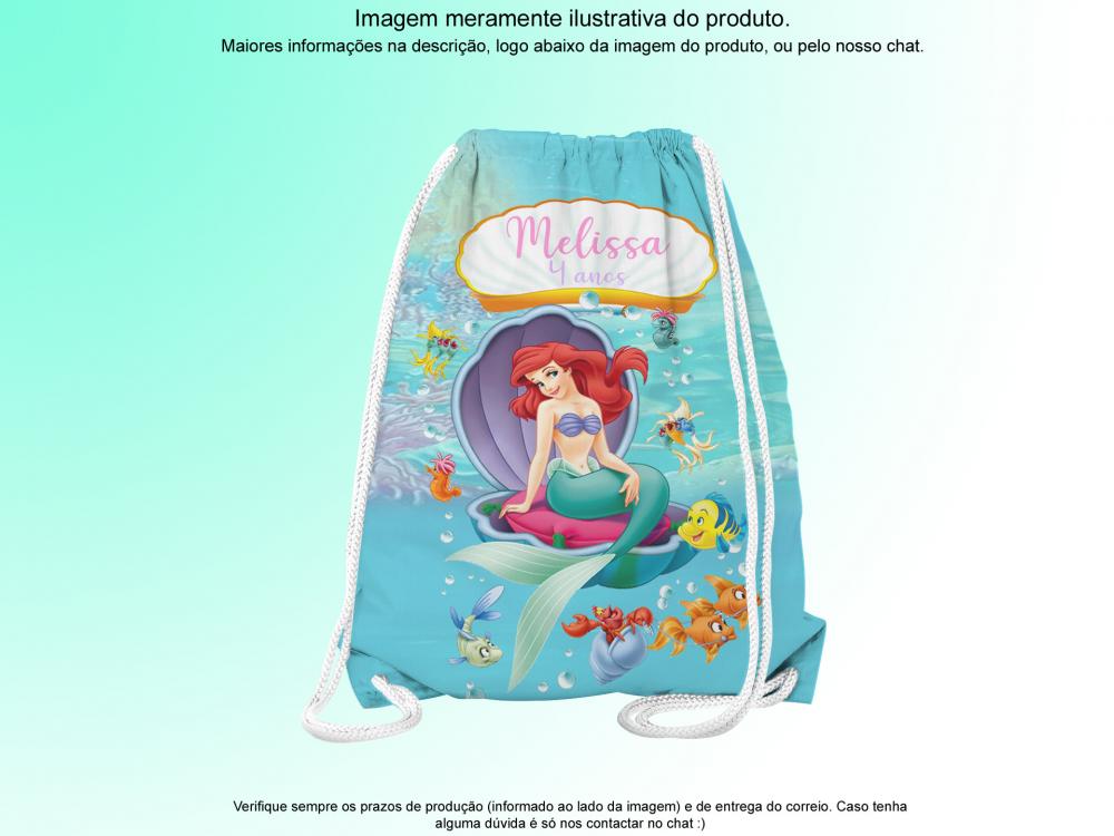 Mochilinha Saco Personalizada Sereia