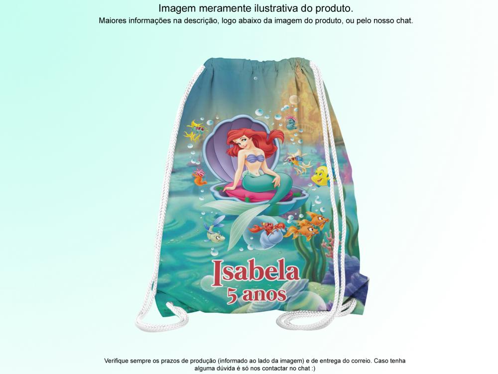 Mochilinha Saco Personalizada Sereia