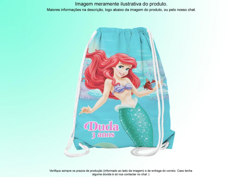 Mochilinha Saco Personalizada Sereia