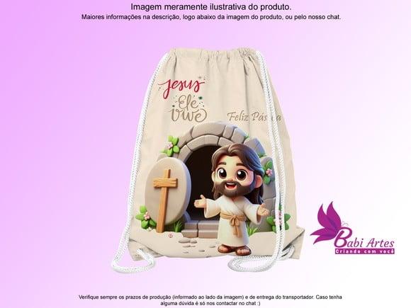 Mochilinha Personalizada Páscoa Cristo Vive