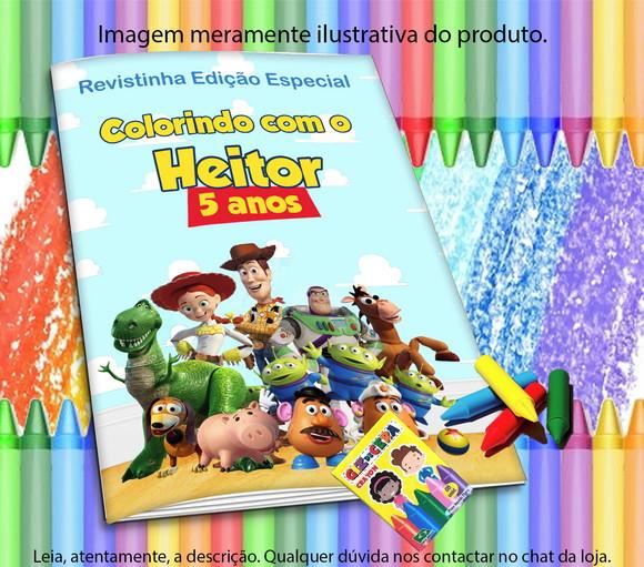 Revistinha p/ Colorir Personalizada Toy Story + Giz de Cera