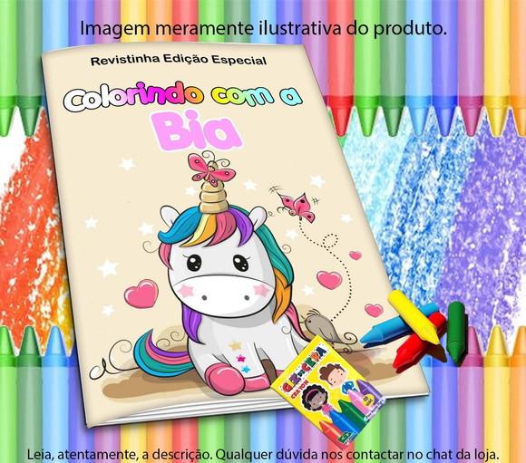 Revistinha p/ Colorir Personalizada + Giz de Cera