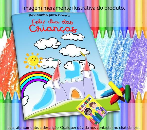 Revistinha p/ Colorir Person Dia das Crianças + Giz de Cera