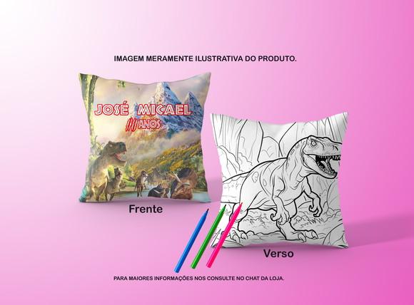 Almofadinha Dinossauro C/verso p/ Colorir+canetinhas