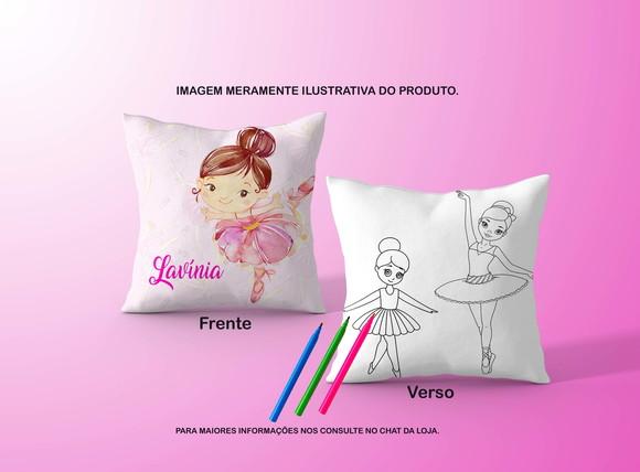 Almofadinha Bailarina C/verso p/ Colorir+canetinhas