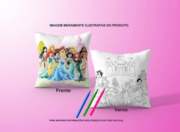 Almofadinha Princesas C/verso p/ Colorir+canetinhas