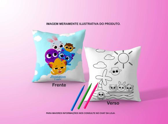 Almofadinha Bolofofos C/verso p/ Colorir+canetinhas