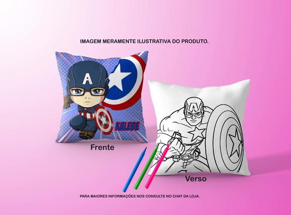 Almofadinha Capitão America C/verso p/ Colorir+canetinhas