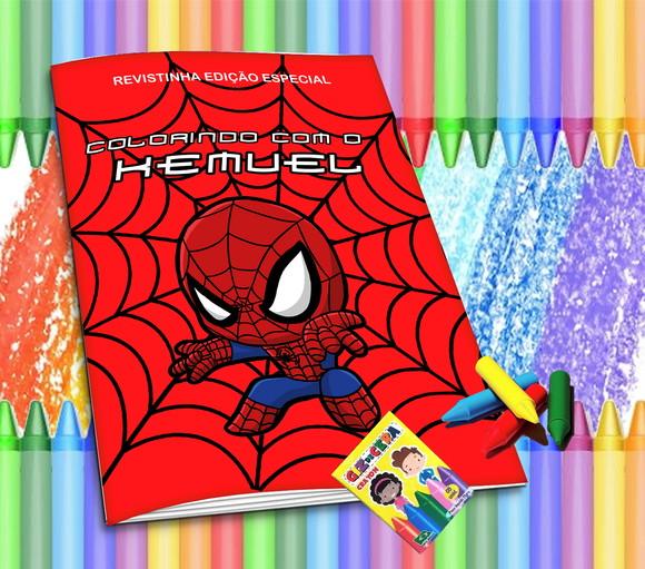 Revistinha para Colorir Personali Homem Aranha + Giz de Cera