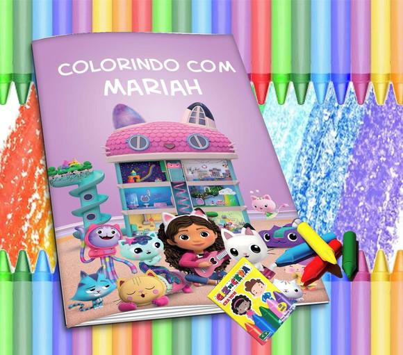Revistinha para Colorir Personalizada a Casa m + Giz de Cera