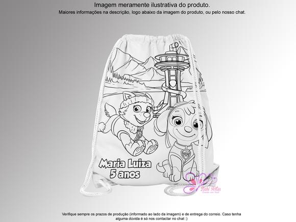 Mochilinha Personalizada Patrulha Canina para Colorir