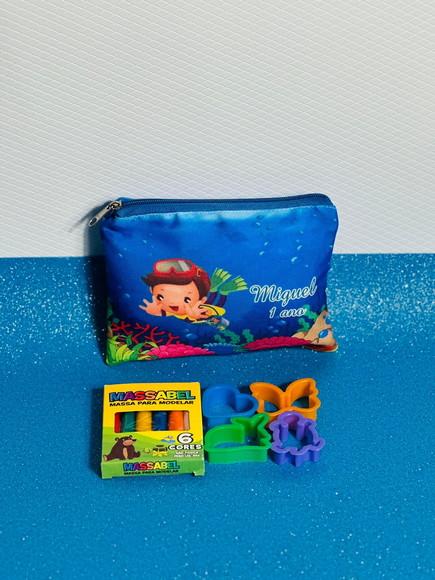 Kit Nécessaire Personali Fundo do Mar c/ Massinha e Cortador