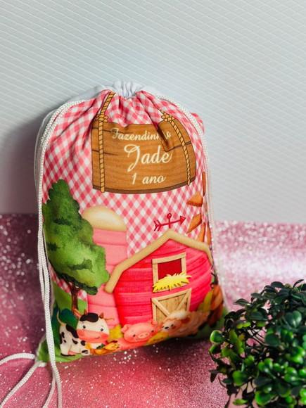 Mochilinha Personalizada Fazendinha Rosa