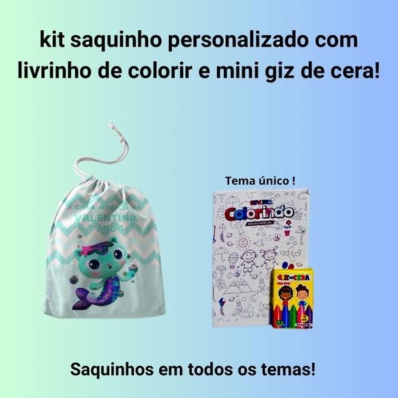 Kit Saq. Personalizado a Casa Mágica + Livrinho p/ Colorir