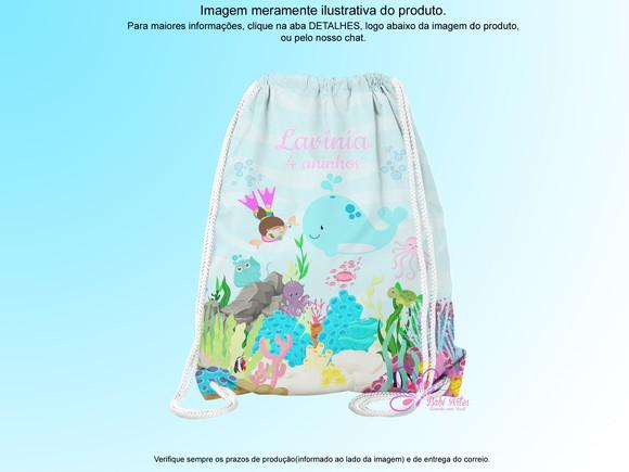 Mochilinha Personalizada 19x28cm Fundo do Mar