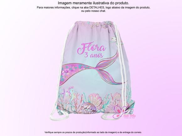 Mochilinha Personalizada 19x28cm Sereia