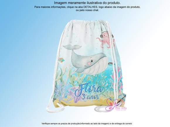 Mochilinha Personalizada 19x28cm Fundo do Mar