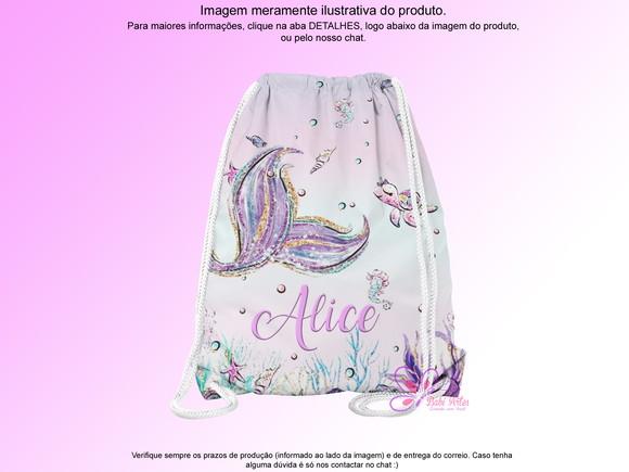 Mochilinha Personalizada 19x28cm Sereia