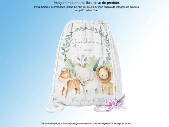 Mochilinha Personalizada 19x28cm Safari Baby Aquarela