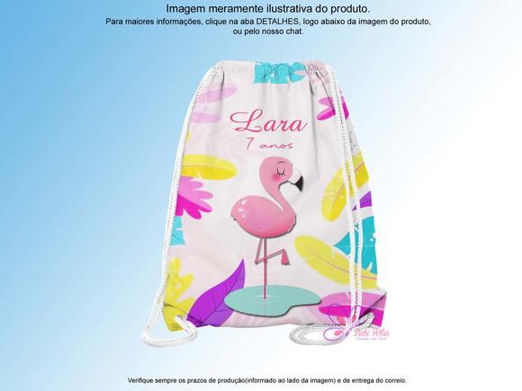 Mochilinha Personalizada 19x28cm Flamingos