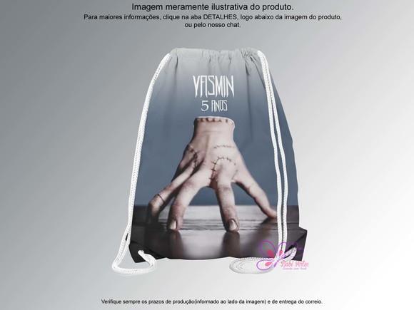 Mochilinha Personalizada 19x28cm Mãozinha Wandinha