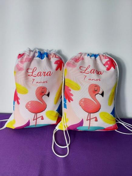 Mochilinha Personalizada Flamingos