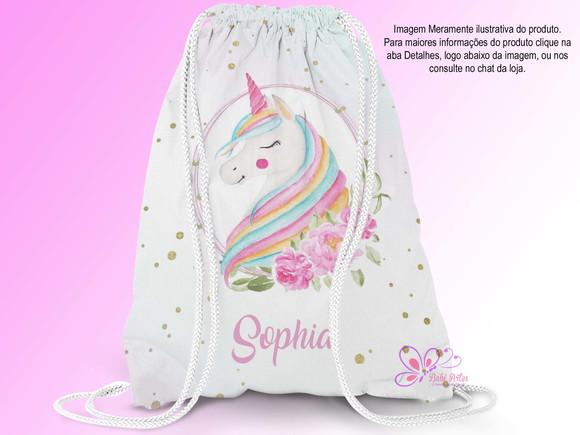Mochila Saco Personalizada 25x35cm Unicórnio