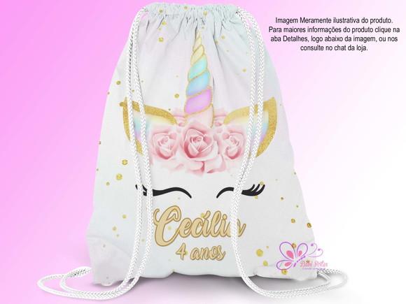 Mochila Saco Personalizada 25x35cm Unicórnio