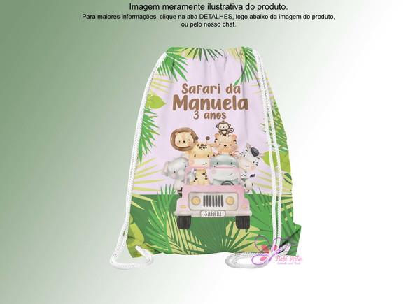 Mochilinha Personalizada Safari Rosa Aquarela