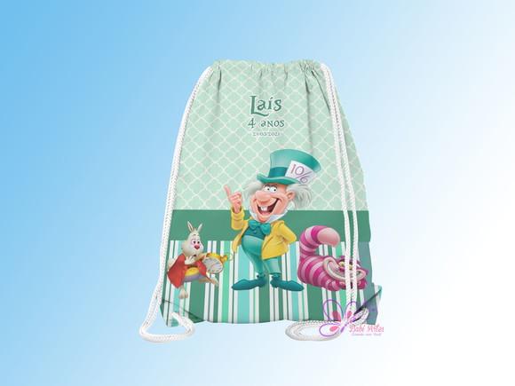 Mochilinha Personalizada Chapeleiro Alice no Pais das Maravi