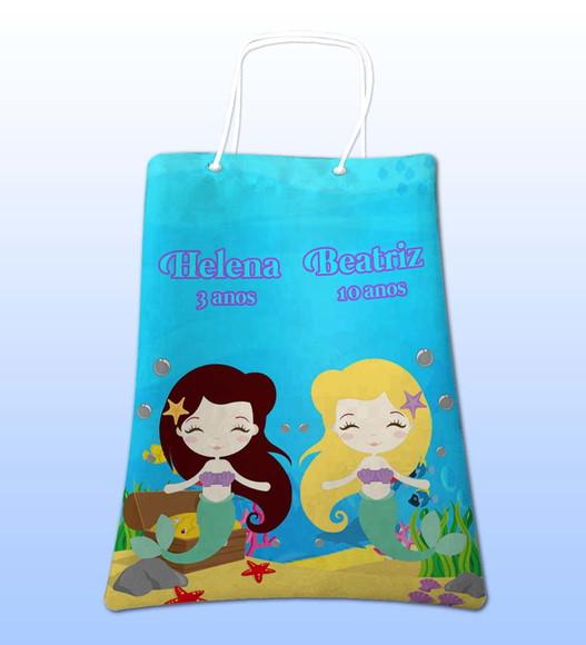 Sacolinhas Ecobag Personalizadas a Pequena Sereia Cute