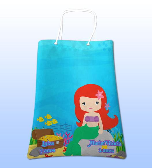 Sacolinhas Ecobag Personalizadas a Pequena Sereia Cute
