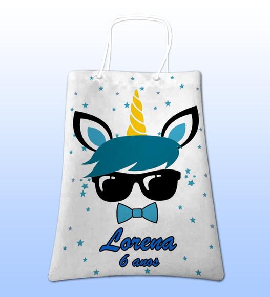 Sacolinhas Ecobag Personalizadas Unicórnio Menino