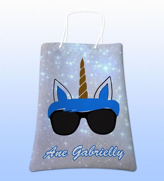 Sacolinhas Ecobag Personalizadas Unicórnio Menino.