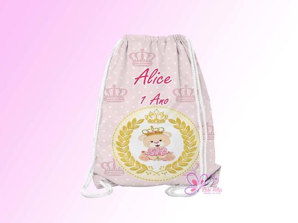 Mochilinha Personalizada Ursinha Realeza