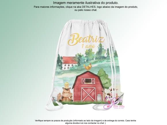 Mochilinha Personalizada 19x28cm Fazendinha