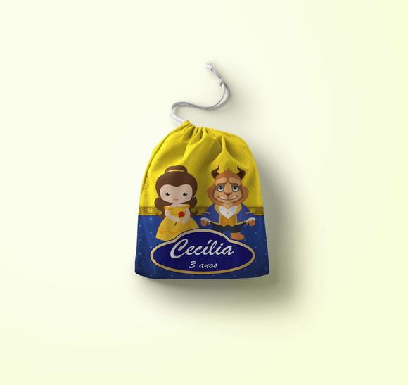 Saquinho Surpresa Personalizado 15x20cm a Bela e a Fera Cute