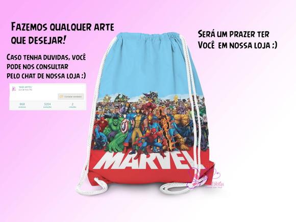 Mochilinhas Personalizadas 19x28cm Todos os Temas
