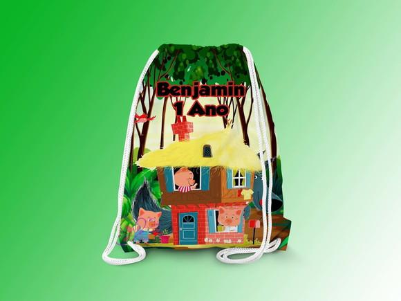 Mochilinha Personalizada 3 Porquinhos
