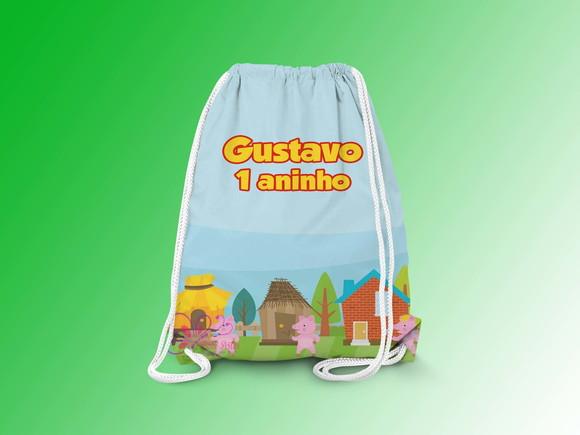 Mochilinha Personalizada 3 Porquinhos