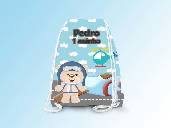 Mochilinha Personalizada Ursinho Aviador