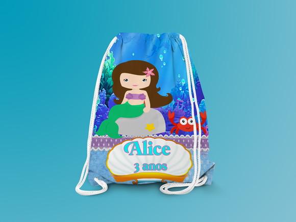 Mochilinha Personalizada a Pequena Sereia Cute