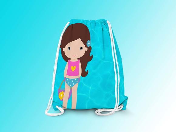 Mochilinha Personalizada 19x28cm Festa na Piscina