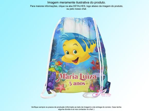 Mochilinha Personalizada 19x28cm Linguado a Pequena Sereia