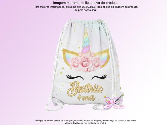 Mochilinha Personalizada 19x28cm Unicórnio