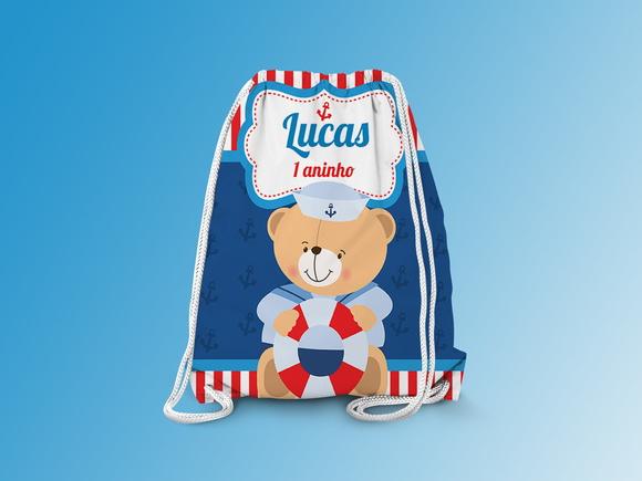 Mochilinha Personalizada Ursinho Marinheiro