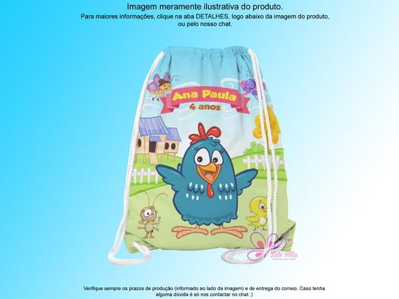 Mochilinha Personalizada 19x28cm Galinha Pintadinha