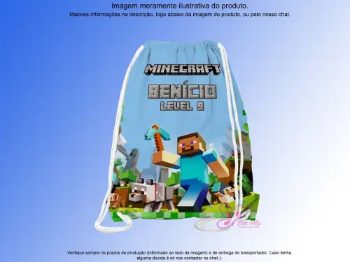 Mochilinha Saco Personalizada Minecraft