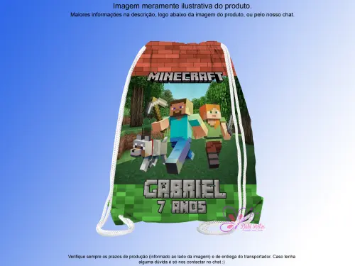 Mochilinha Saco Personalizada Minecraft