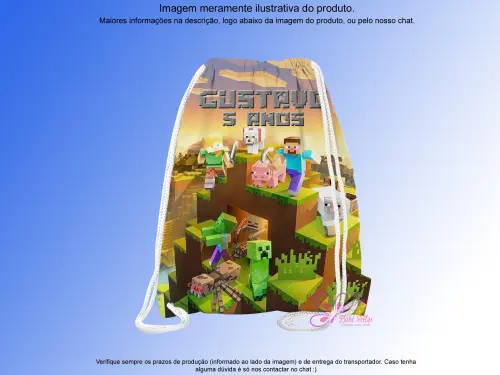 Mochilinha Saco Personalizada Minecraft